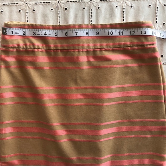 J CREW Factory Tan & Coral Striped Pencil Skirt - Picture 7 of 11
